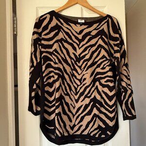 Cabi 3884 Dani Pullover Small Oversized Brown Zebra Sweater